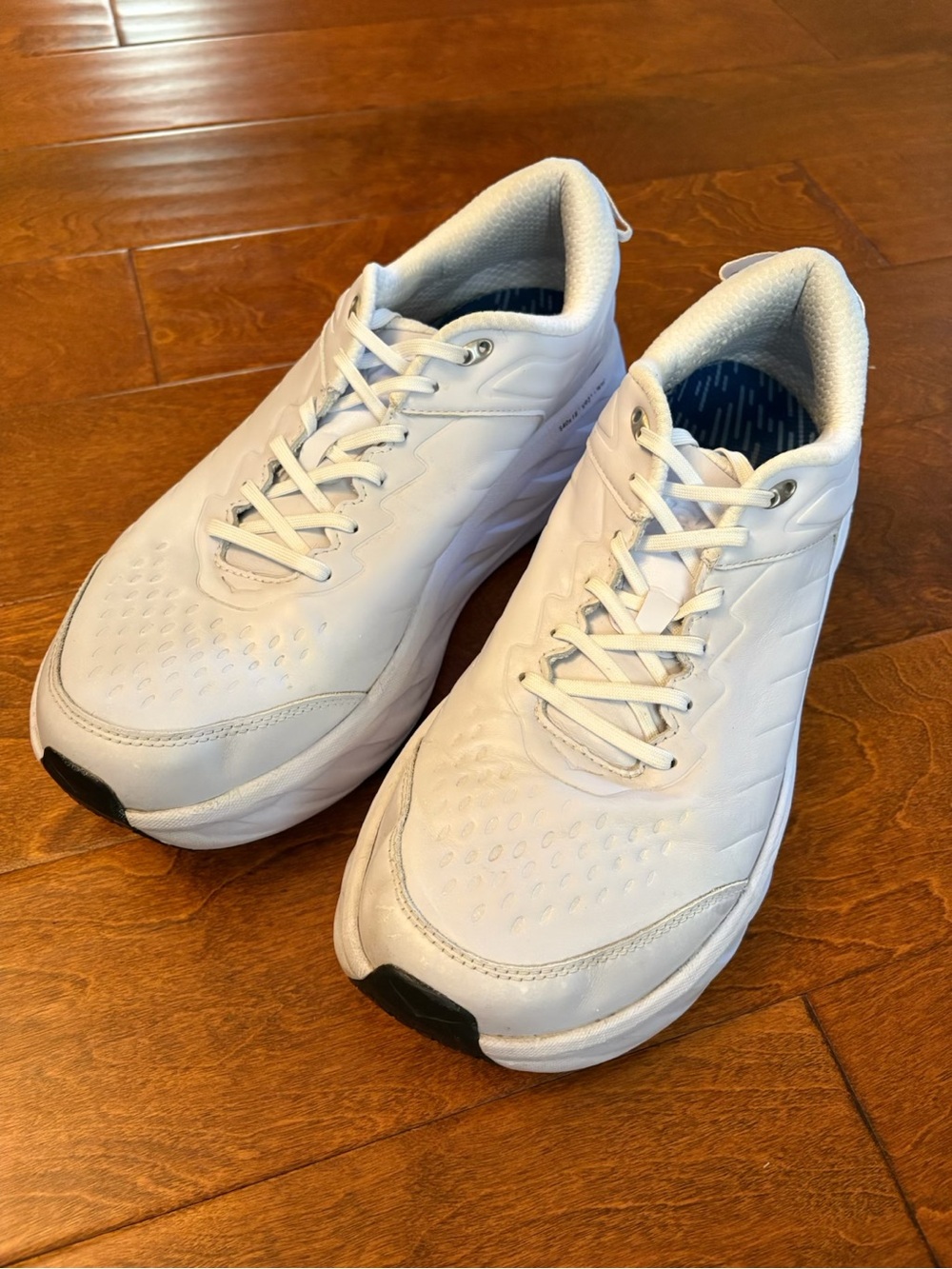 Hoka One One Bondi SR Men Size 14 2E Wide White Leather Running Shoe 1129350WWH